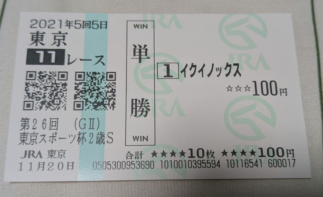 2021年 東京スポーツ杯2歳S 馬券 イクイノックス