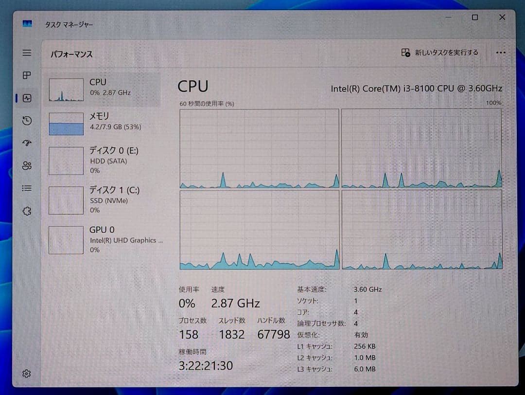 Diginnos デスクトップPC i3 8100 8GB Win11 ドスパラ