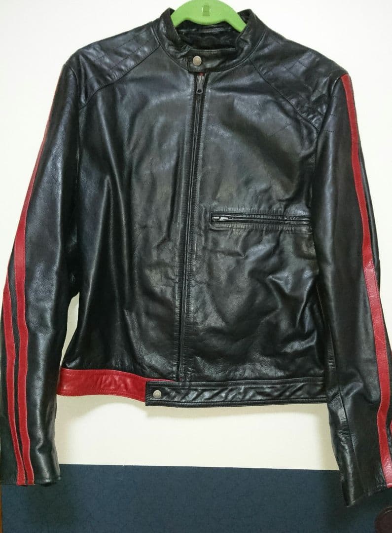 トミーヒルフィガー 本革 赤ライン ライダースジャケット