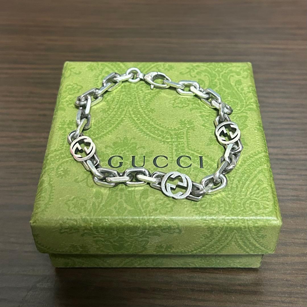 GUCCI シルバーチェーンブレスレット 箱付き　20㎝