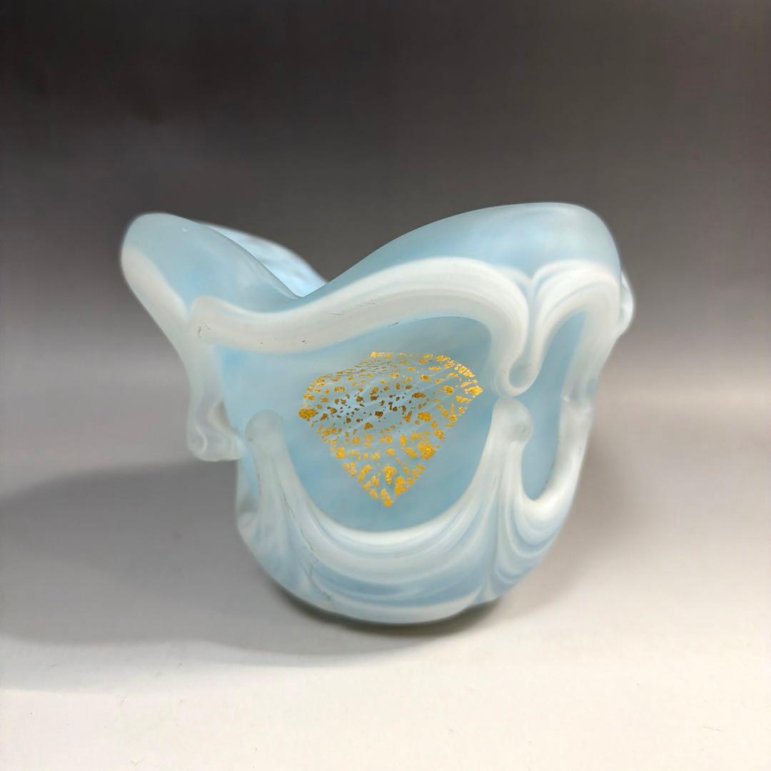 藤田喬平 手吹硝子 金箔入 オブジェ　花瓶 灰皿