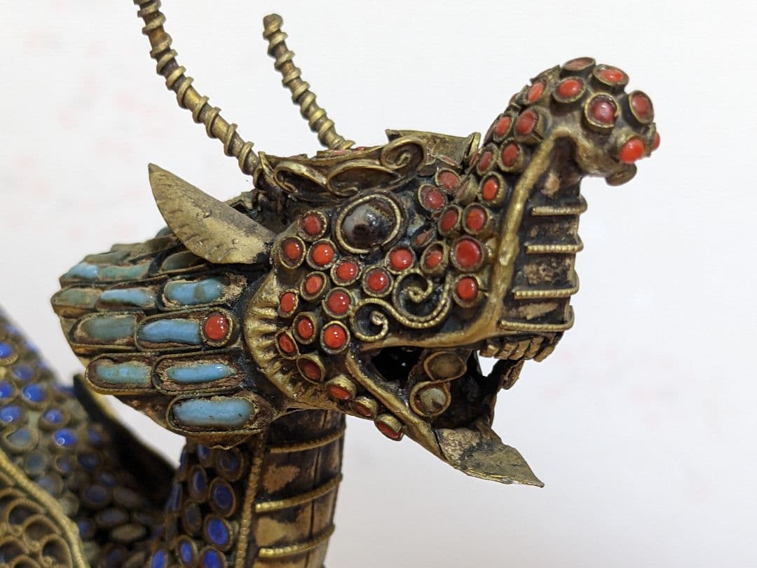 ♦中国 景泰藍？琺瑯彩 龍 置物飾り 七宝焼 古玩 古美術品 美術品 骨董品