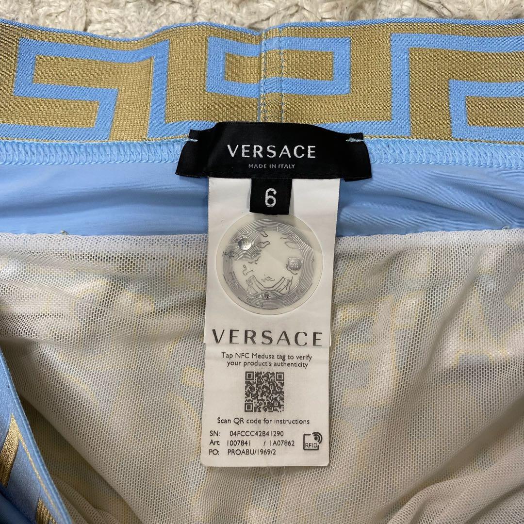 ヴェルサーチェ リブレイヤードロゴ総柄ナイロンハーフパンツ　水着　6