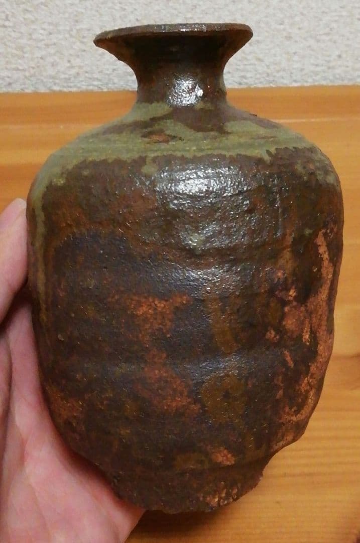 鈴木五郎作　灰釉　徳利　共箱　略歴付　酒器