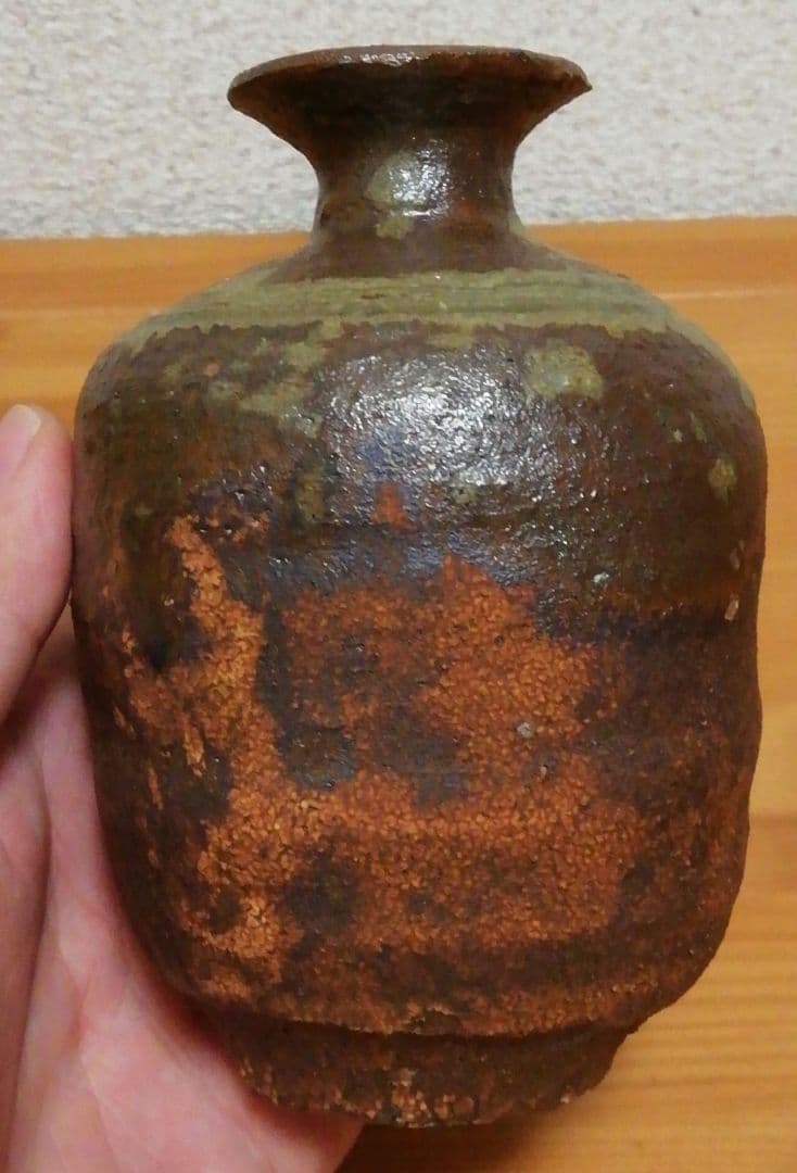 鈴木五郎作　灰釉　徳利　共箱　略歴付　酒器