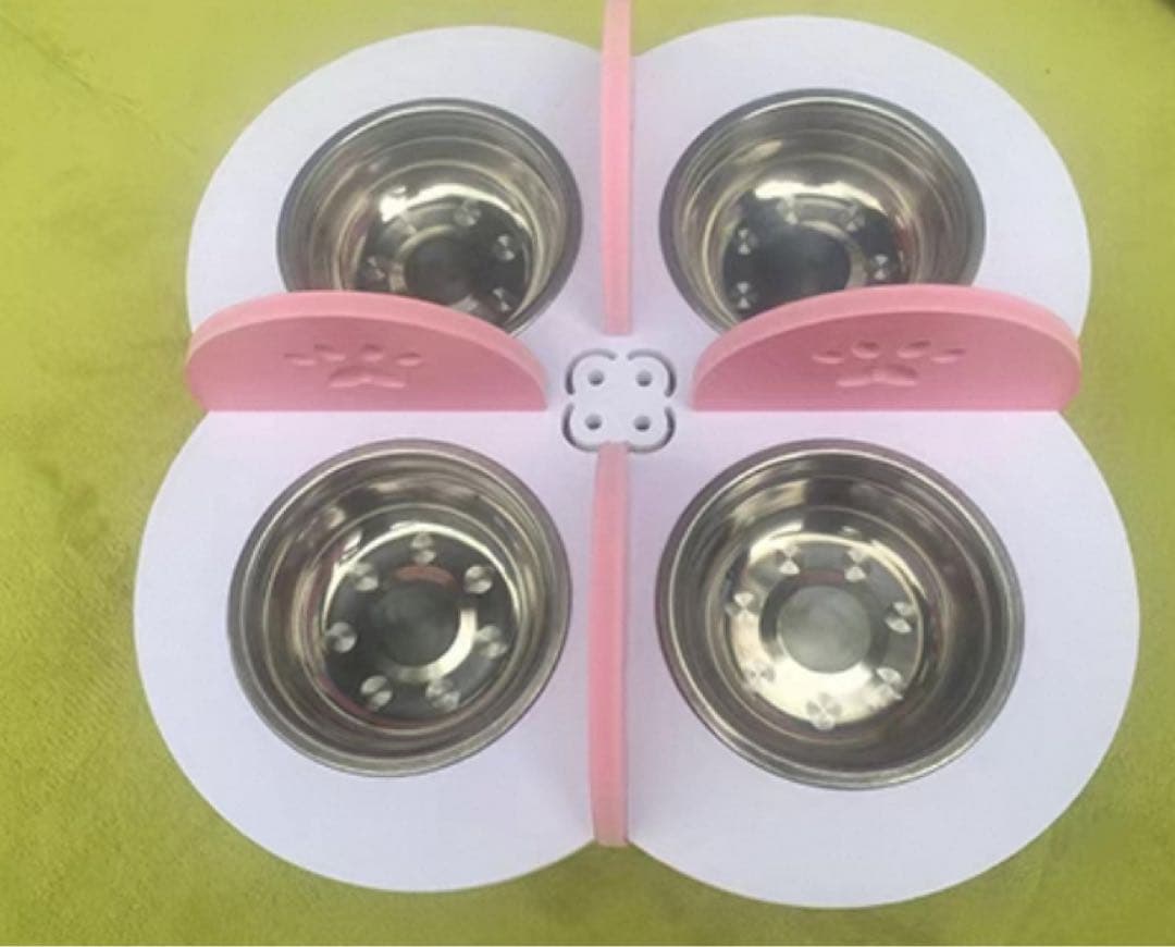 ペット用4連ステンレス食器セット 仕切り付き – 多頭飼いに最適！