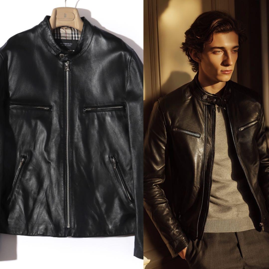 BURBERRY バーバリー ライダース ジャケット 羊革 レザー ブルゾン L