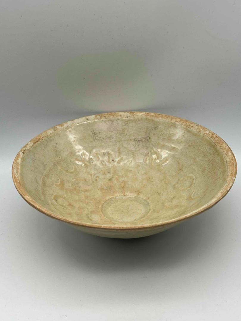 北宋時代　青白磁 刻唐草文鉢　盞　茶碗　景徳鎮　影青　唐物(E-89)