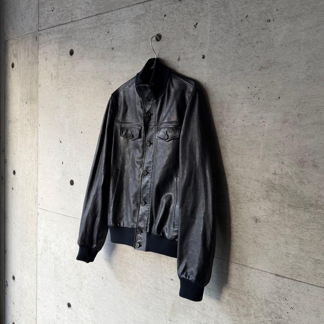 ジャケット・アウター PRADA 2008AW mock neck leather jacket