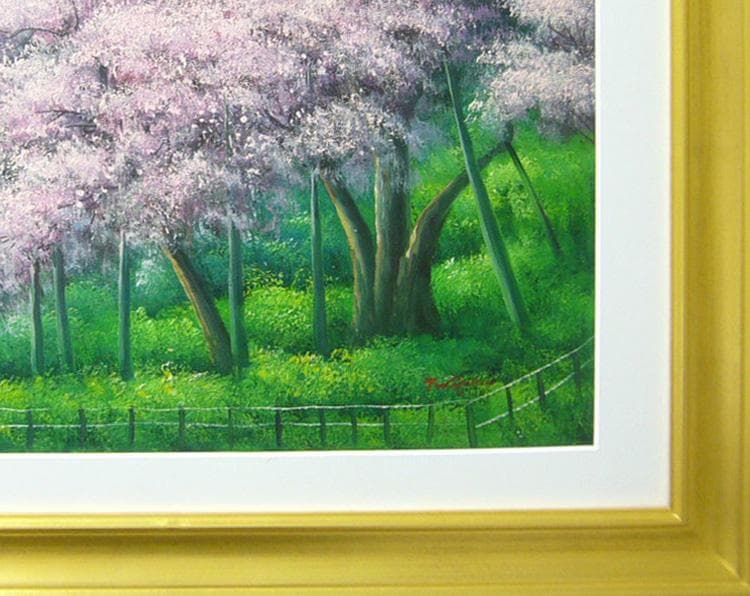 絵画 油絵 作者不詳 肉筆油絵 古木桜