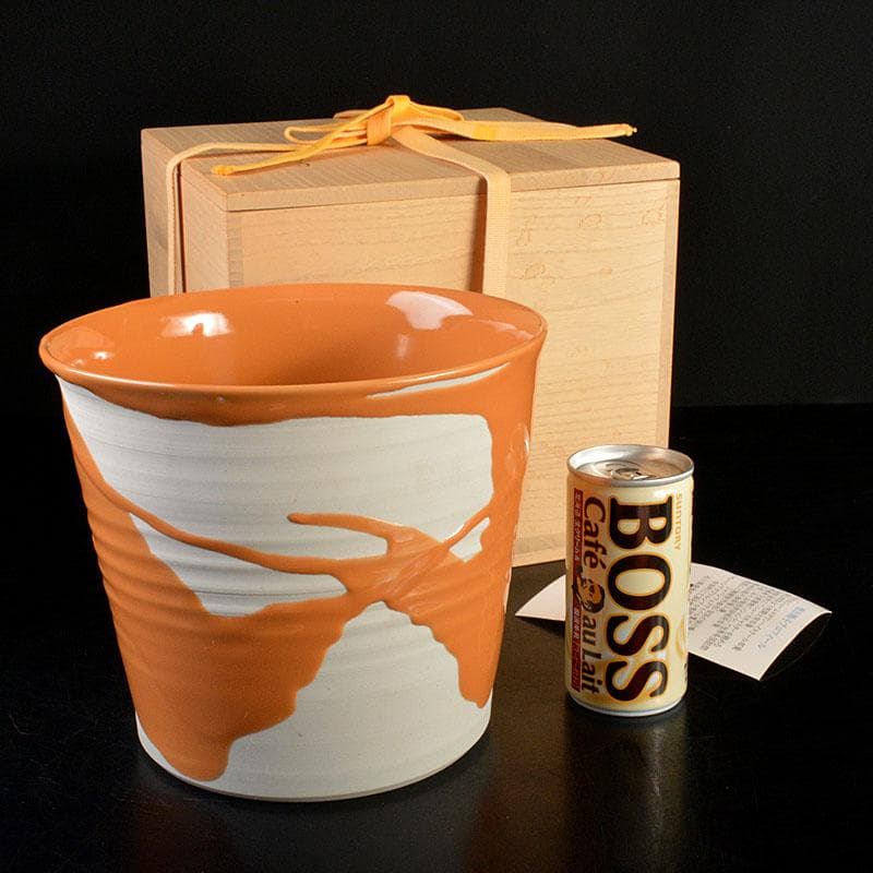 九谷焼　徳田順子(四代八十吉)作　水指　花器　共箱　C　6742C