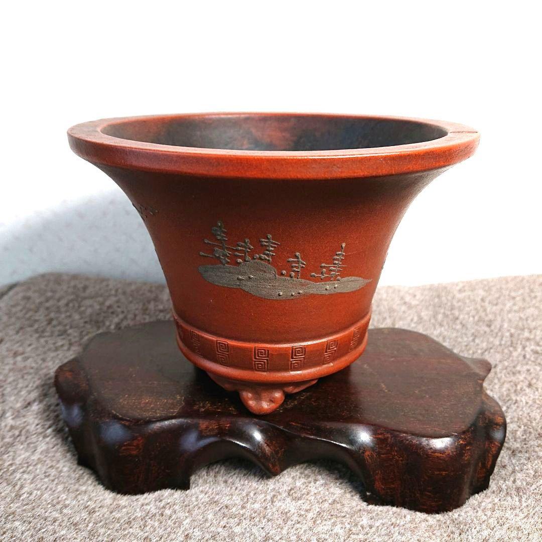 【中国盆栽古鉢】朱泥鉢  盆栽古鉢