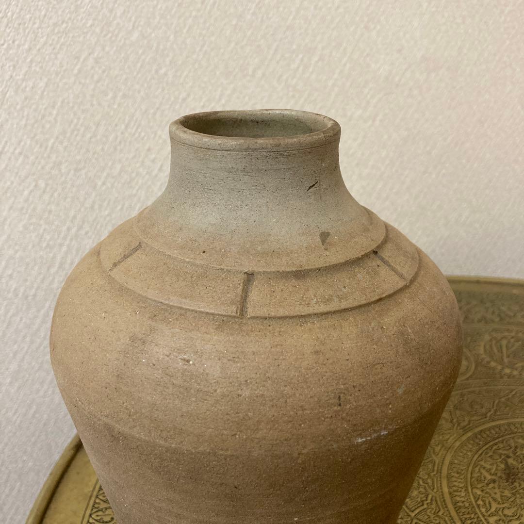 珍品　古壺2点〈検 須恵器　朝鮮　李朝　渥美壺　三筋壺　古越前　古常滑　古備前