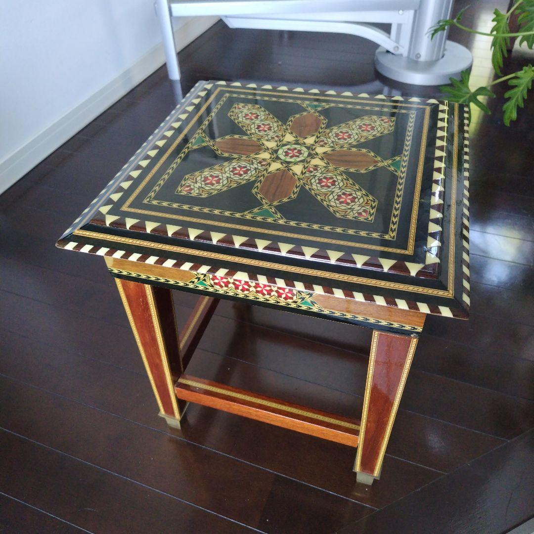 アンティーク 象嵌 寄木細工 天然木 ウッドチェア 飾り台