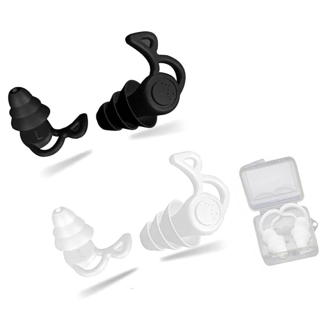 耳栓 睡眠用 遮音 ノイズ低減 騒音低減耳栓 睡眠 旅行 学習 黒・白 各1ペア