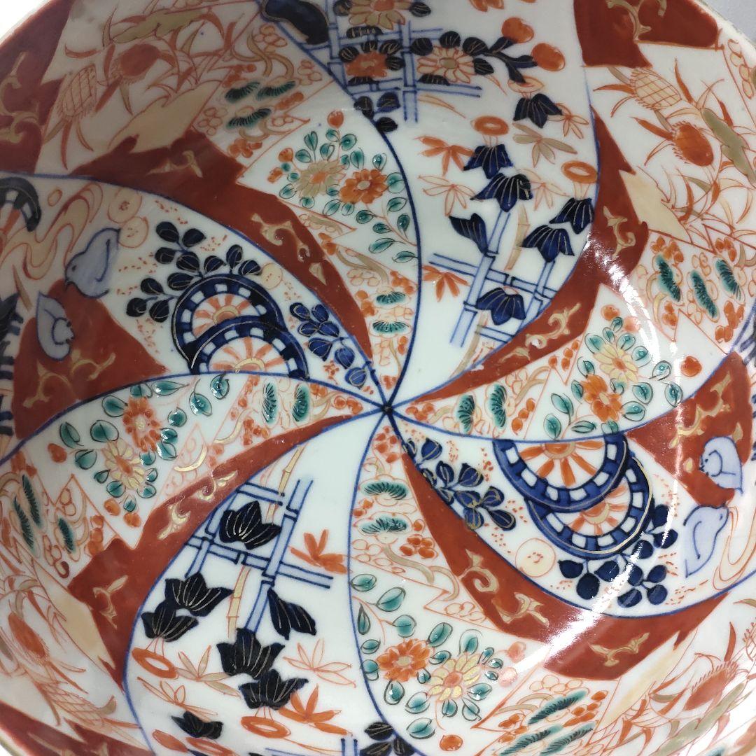 古伊万里焼 錦出三つ鉢 色絵金彩 手書き 明治中期 アンティーク 古美術美品