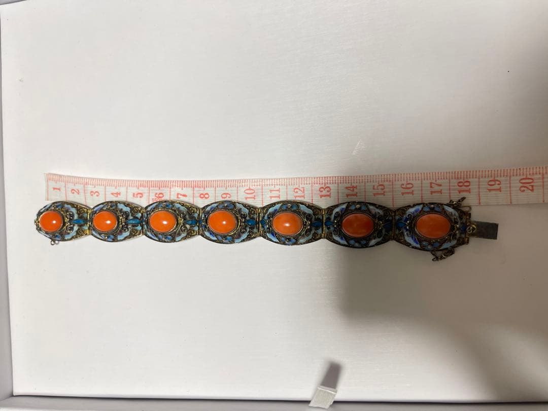 銀線細工 珊瑚SILVER ストーン ブレスレット