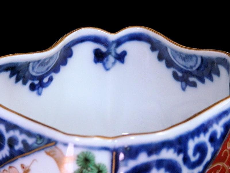 大聖寺伊万里　染錦　逆蛸に松竹梅　金唐草の図　変形向付　N1013AS-fbms