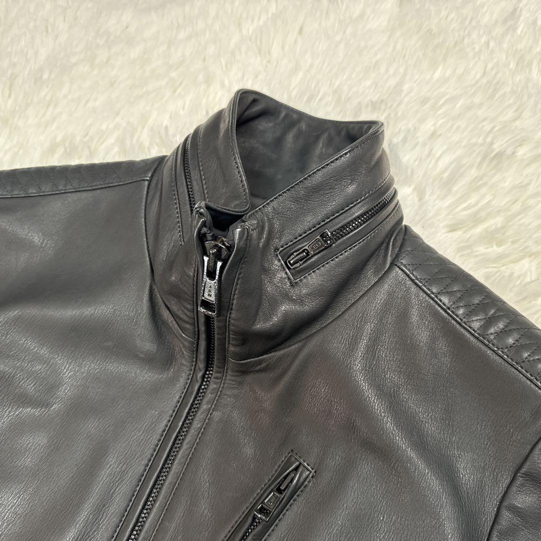 すずたろー 様 AKM シングル レザージャケット ダイヤキルト L WJK.