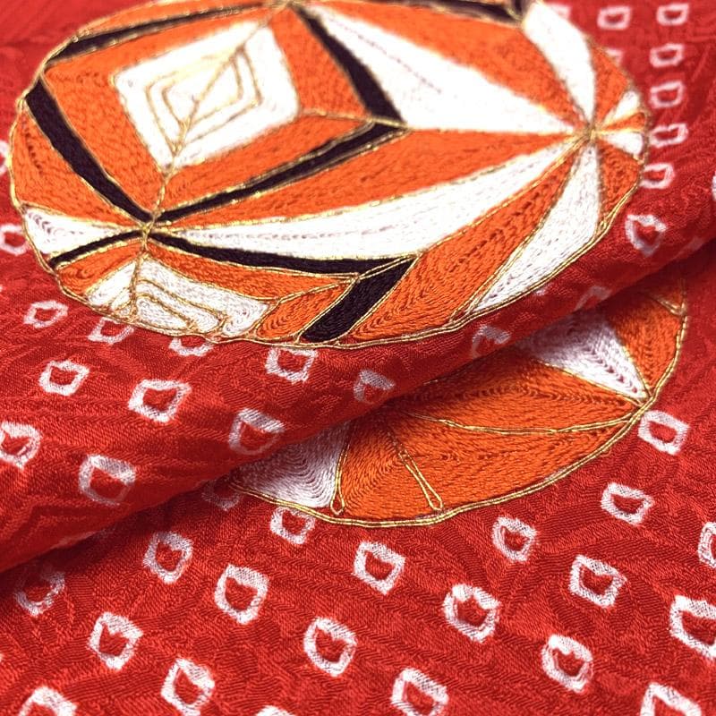 510ag13小物類,筥迫末広 ■七五三 七歳 女児総絞り着物&長襦袢刺繍手鞠■