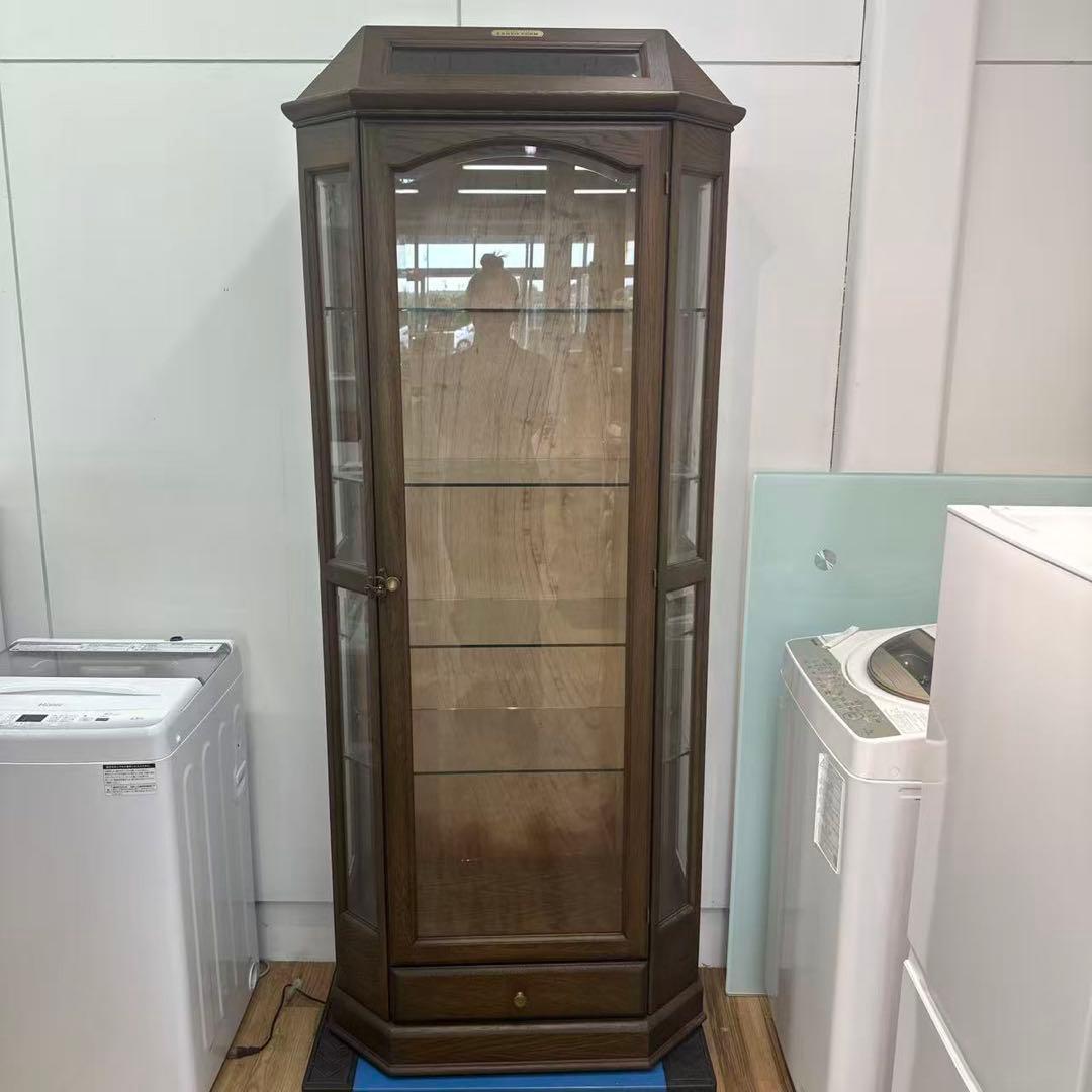 旭川 三陽家具工業 ガラスキャビネット 飾り棚 照明付き　訳あり