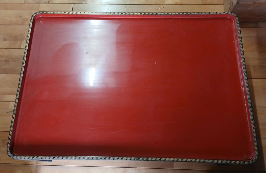 竹装飾 赤漆器 膳