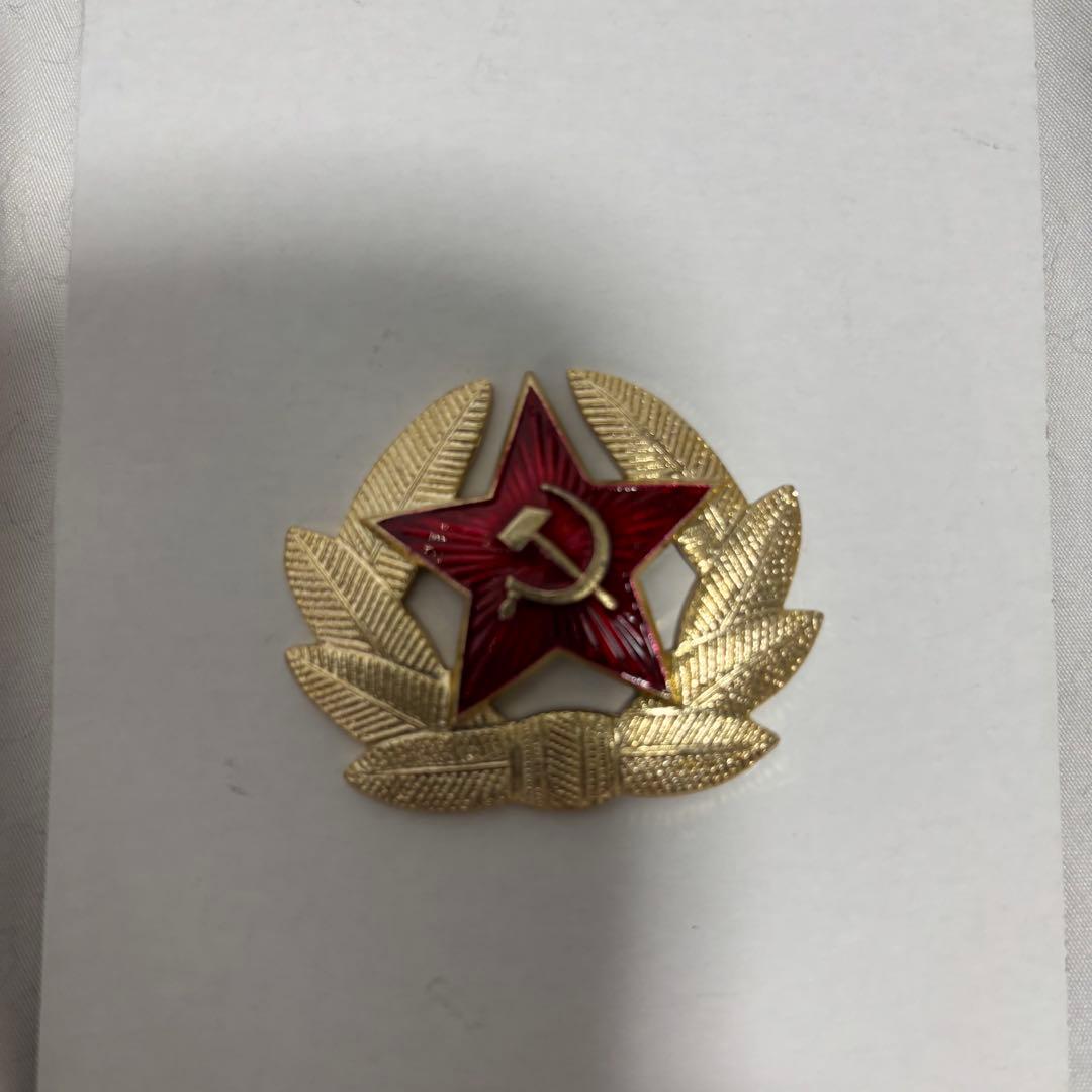 ソ連軍　ロシア軍　ウシャンカ　帽章付き　フライトキャップ　防寒帽　フェイクファー