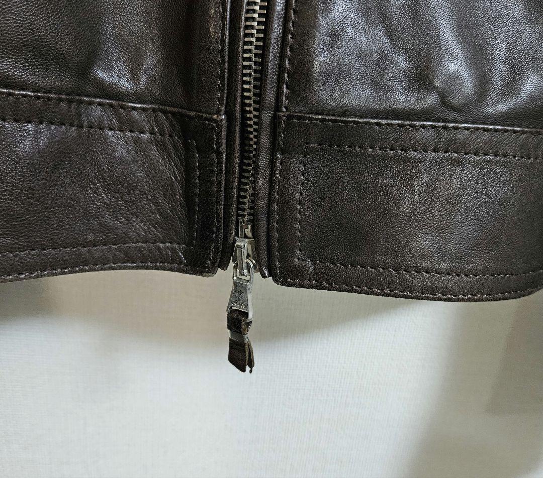 【サイズ44】EMMETI JURI ブラウンレザーシングルライダースジャケット