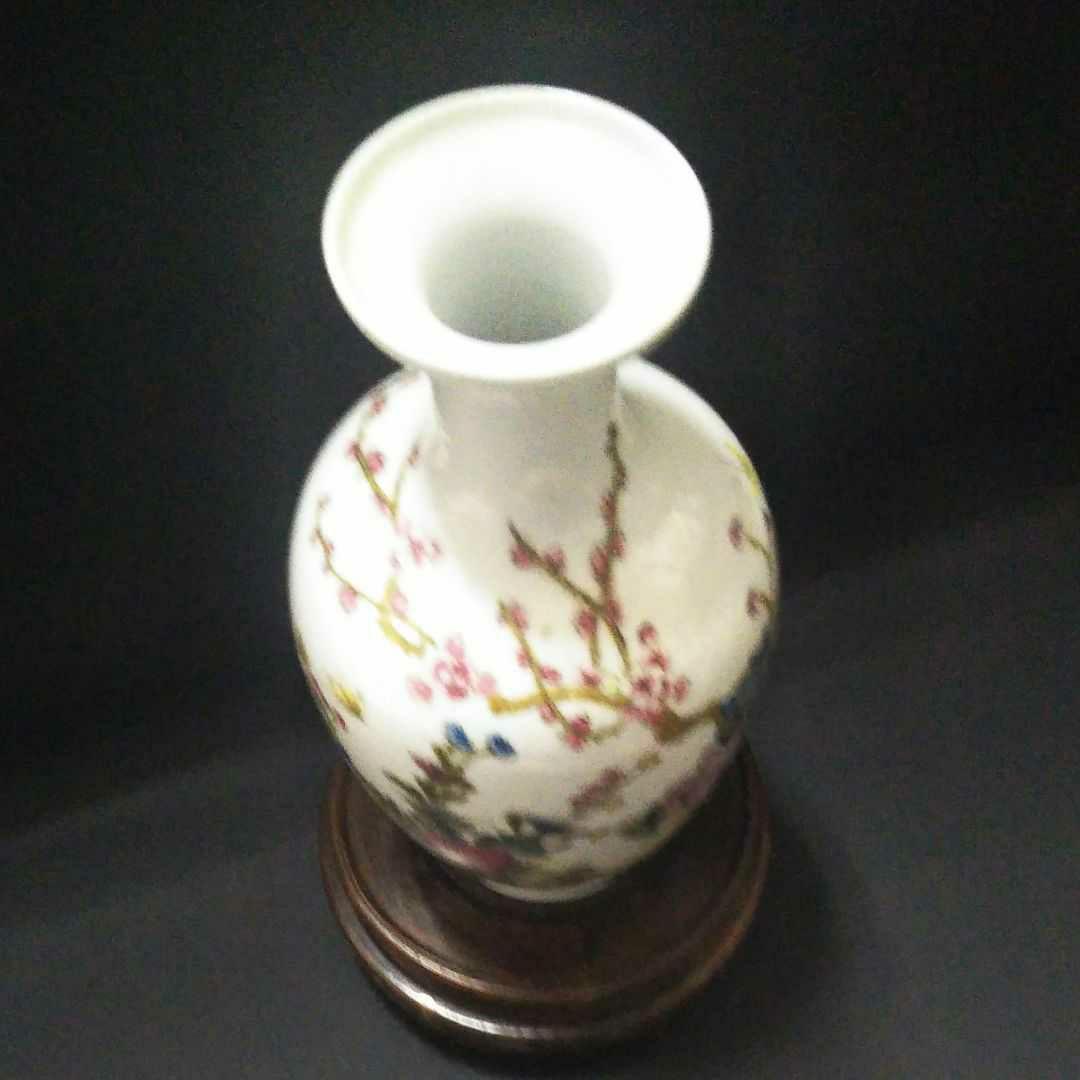 ※中国古美術/粉彩梅花牡丹紋瓶/(擁正年製)