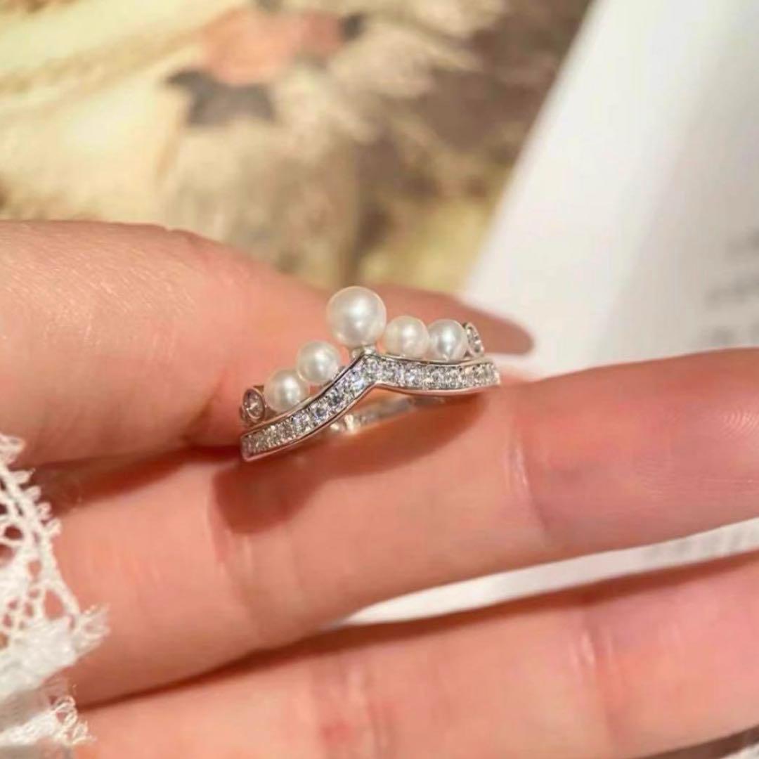 【高品質】✨パール王冠✨モアッサナイトリング D0.01ctリング