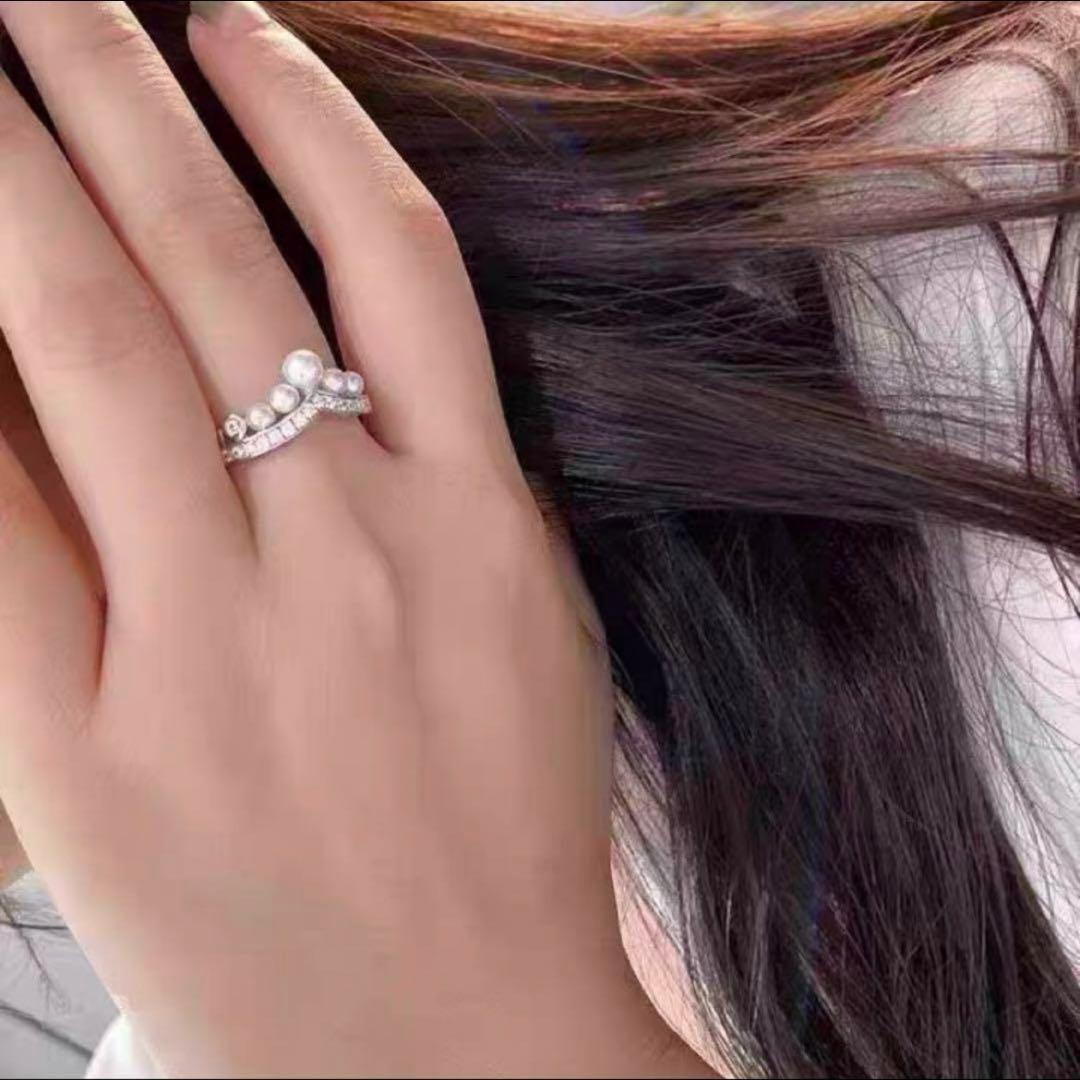【高品質】✨パール王冠✨モアッサナイトリング D0.01ctリング