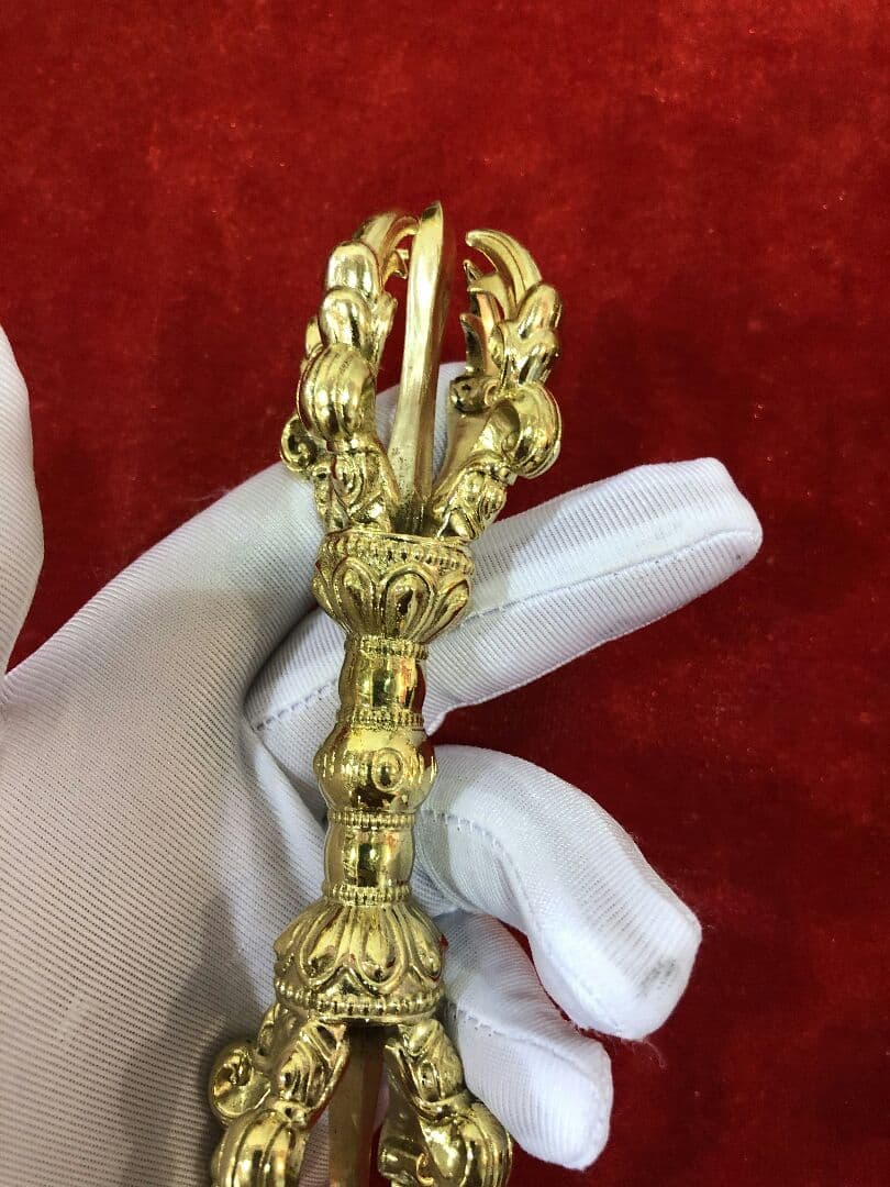 【修縁堂】仏教法器 五鈷杵 金剛杵 密教法具 真鍮製 vajra 10cm