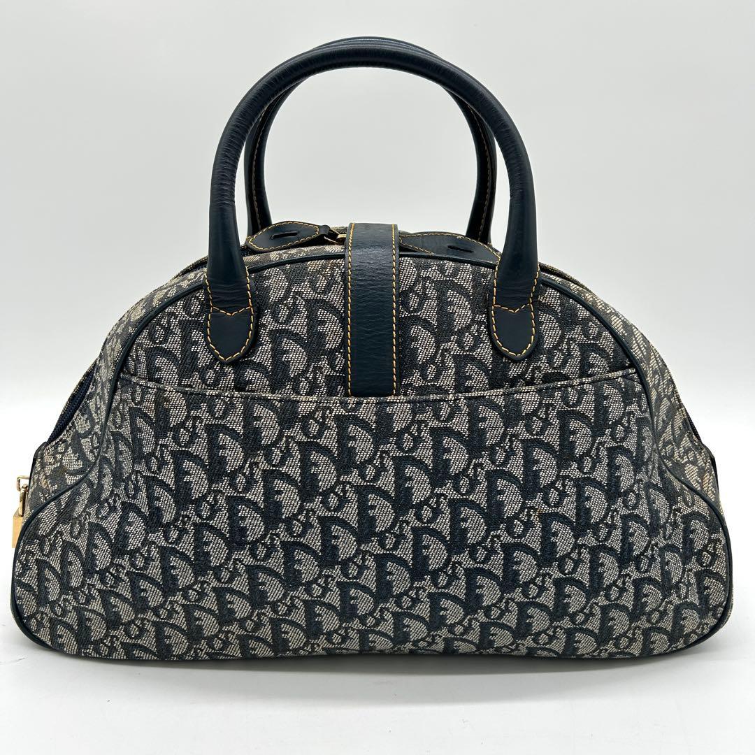 【美品】クリスチャンディオール ダブルサドル ハンドバッグ トロッター ネイビー