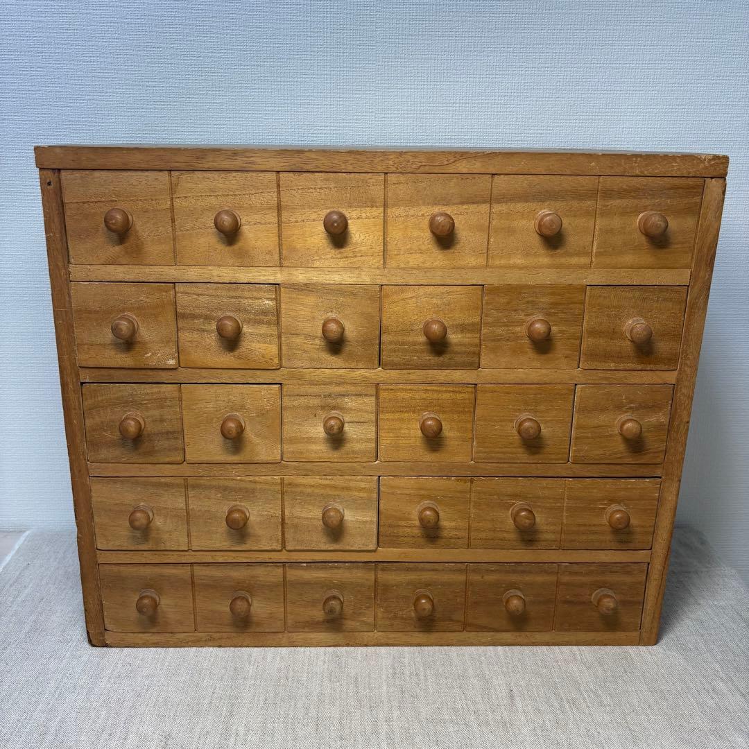 s*a様 整理木箱　引き出し　古家具　木製　マス目　小引き出し