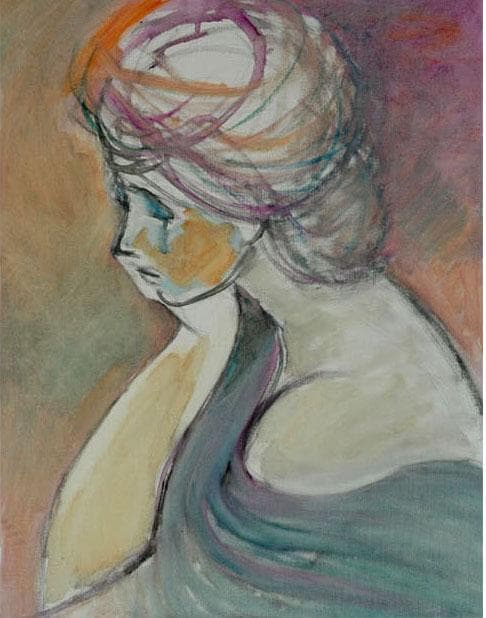 油絵 菅家令子 絵 絵画 インテリア F6-080712 人物 女性像