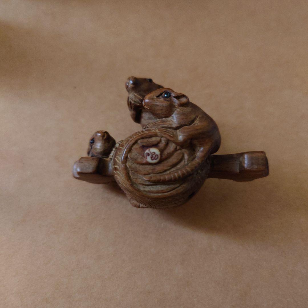 根付 木製動物彫刻 10個セット 日昇他 古美術 浮彫 木製 縁起物