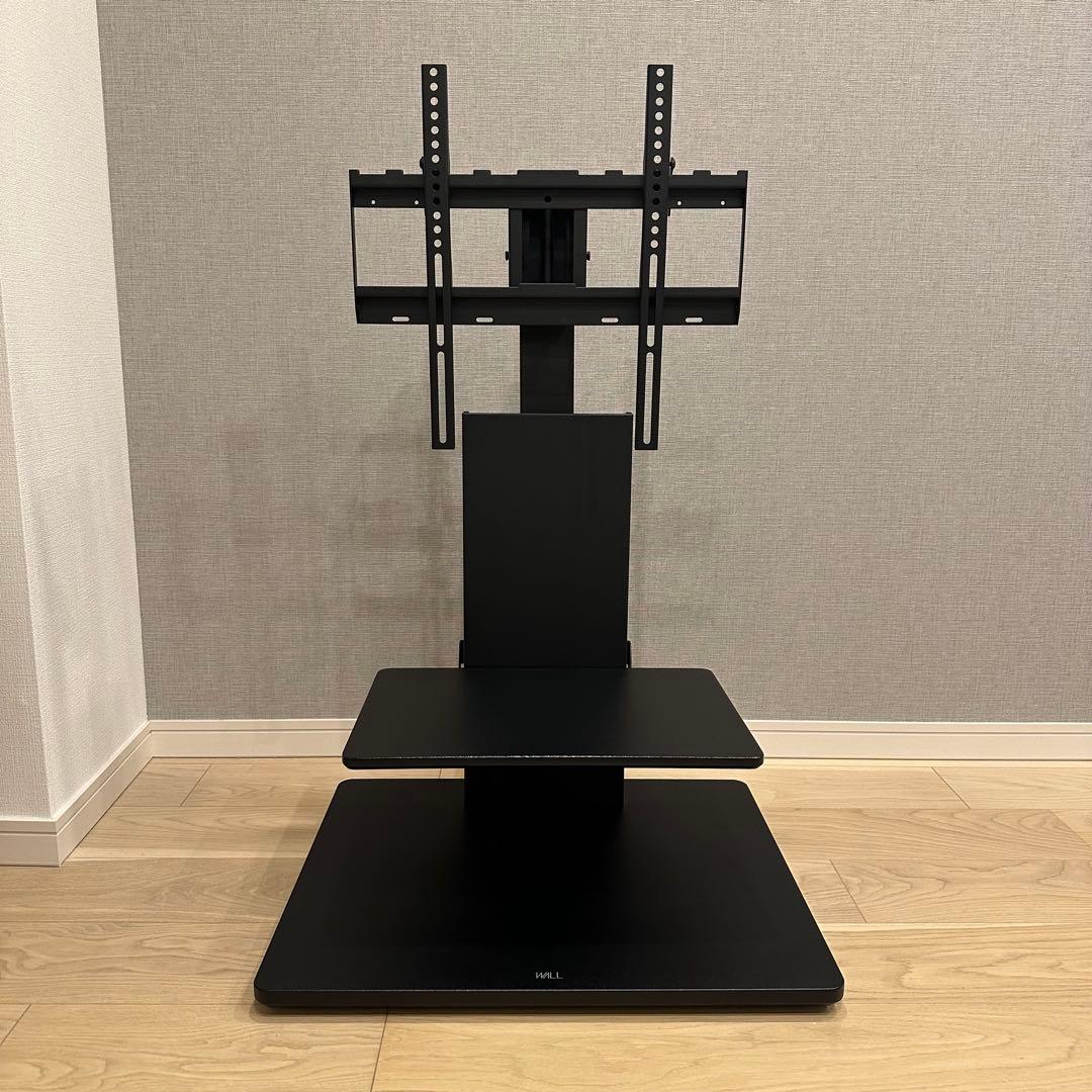【美品】WALL テレビスタンド ロータイプ 棚板付き ブラック