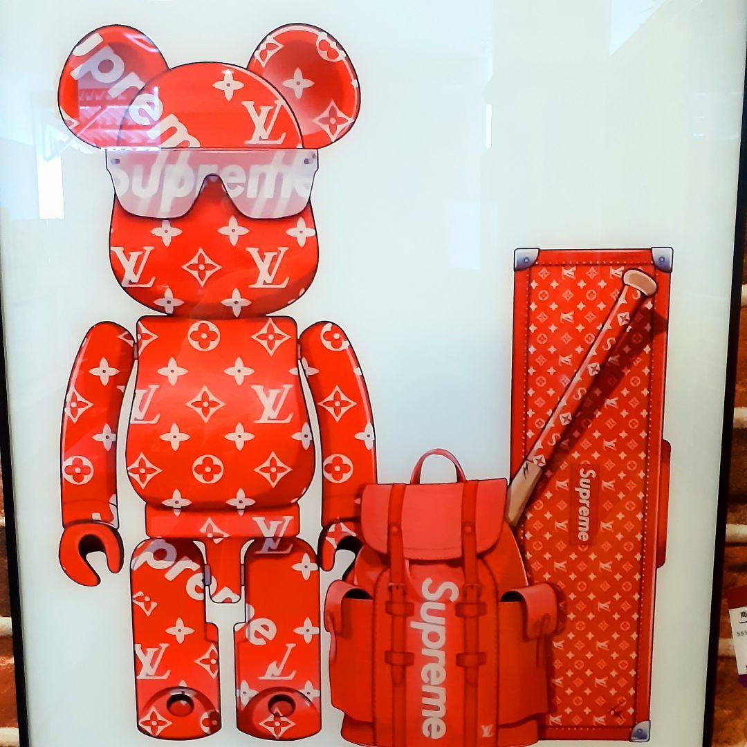 特殊ミラーアート　ベアブリック　Louis Vuitton　Supreme