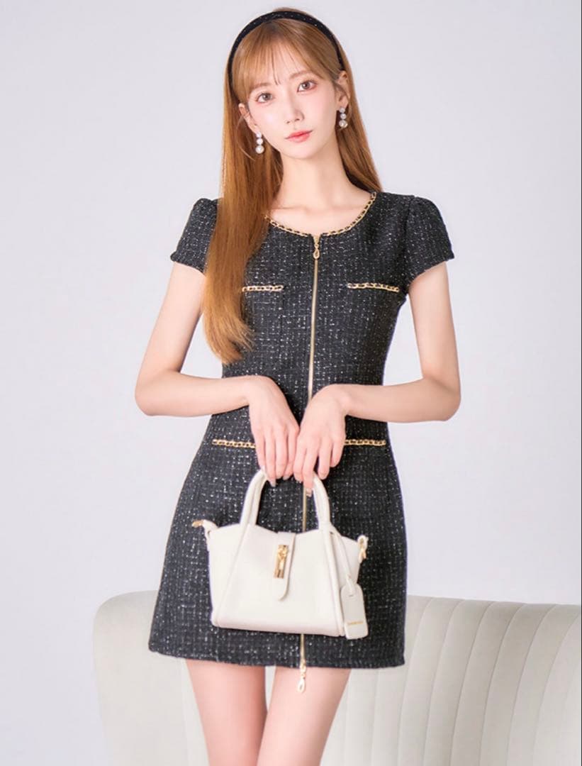 即日発送‼️JEWELS ジップアップツイードドレス Sサイズ