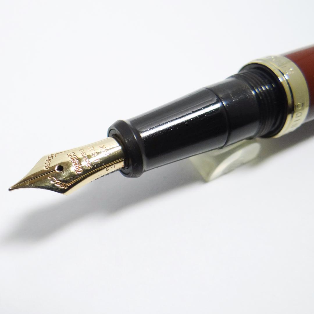 【筆記良好・旧モデル】大橋堂 万年筆 朱漆　OHASHIDO Soft-Fnib