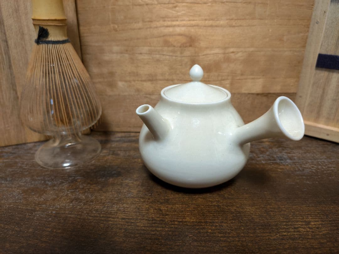 京都 清風 与平 帝室技芸員 急須 茶注 太白 白磁 横手 煎茶器 煎茶道具