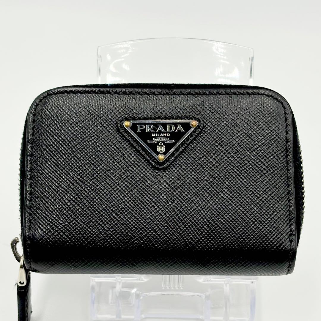 美品✨PRADA ケース 三角ロゴ ラウンドジップ ミニ財布 サフィアーノ