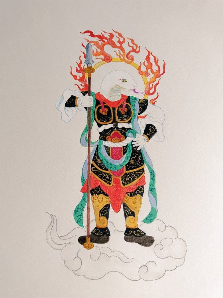 水彩画「十二神将像巳神将」
