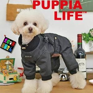 PUPPIA ハーネス一体型 背中開き 防寒 ジャンプスーツ 裏地フリースM