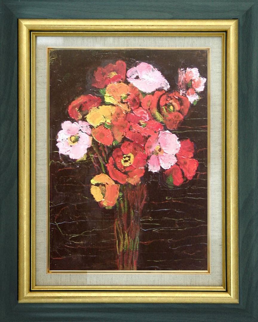 油絵 菅家令子 絵 絵画 インテリア uF6-112002 花 ポピー