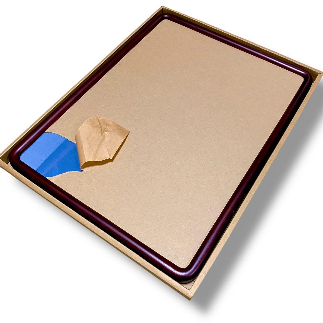 【未使用品】 角丸半紙木製額縁 ダークブラウン 書道 日本画 水墨画