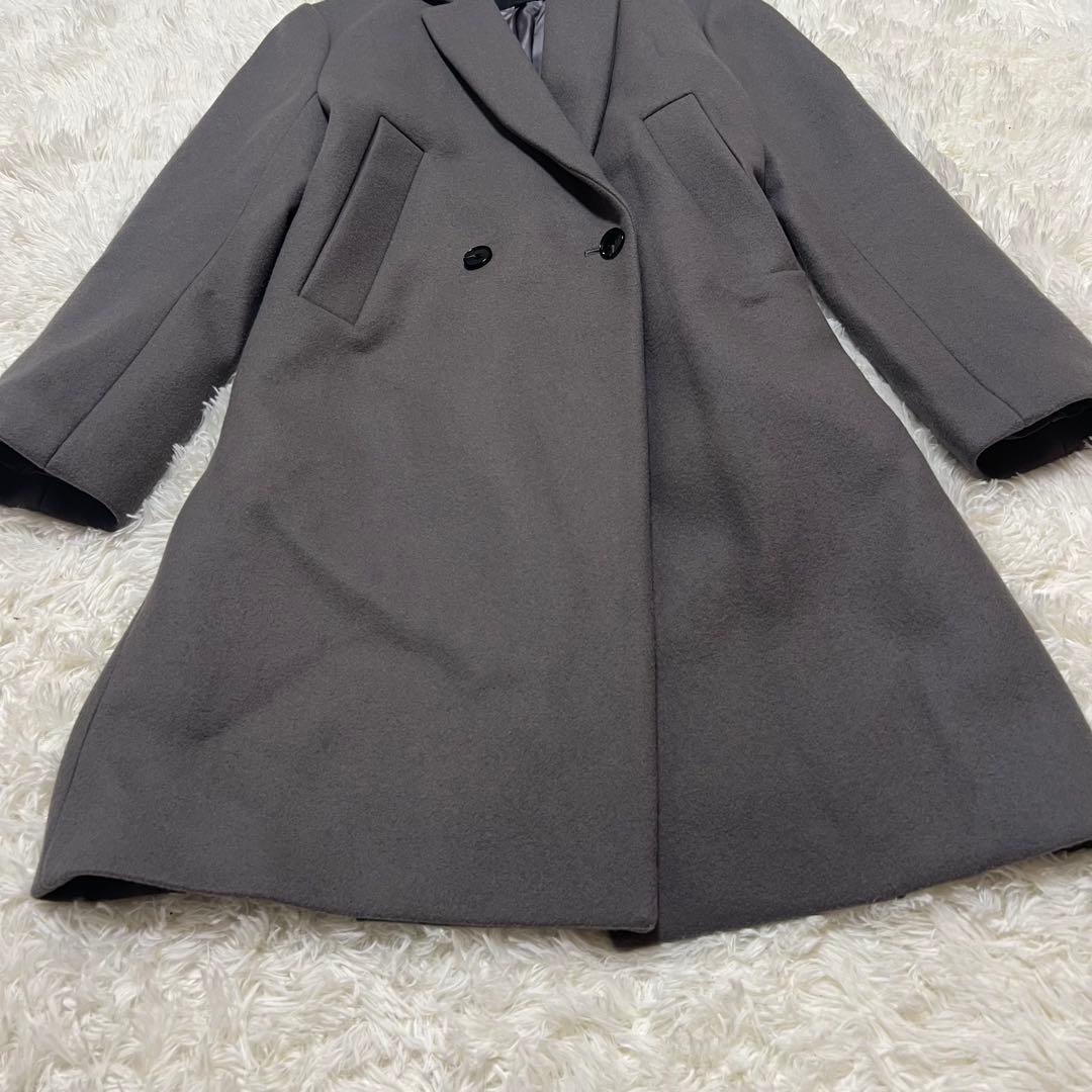 UNTITLED ウールメルトン チェスターコート ダブル グレー キュプラ