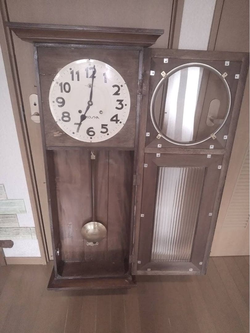 振り子時計 木製 茶色 高さ約150cm