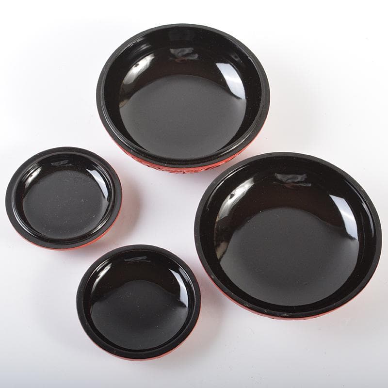 中国　剔紅　堆朱　牡丹文　鳳凰文　蓋物　2点まとめて　V　R6346