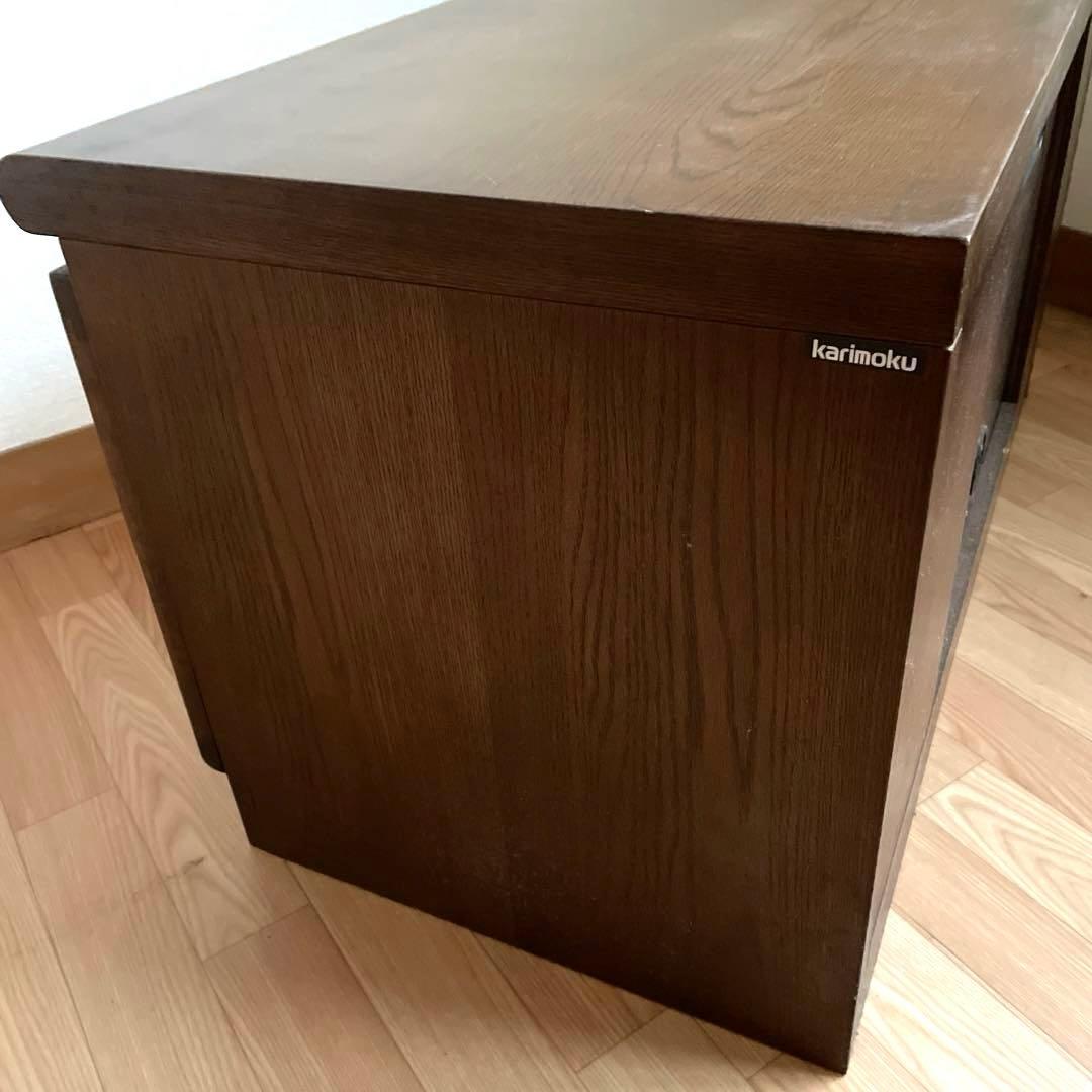 4/5迄　 カリモク　キャビネット　木製　キャビネット ガラス扉付　テレビ台　茶